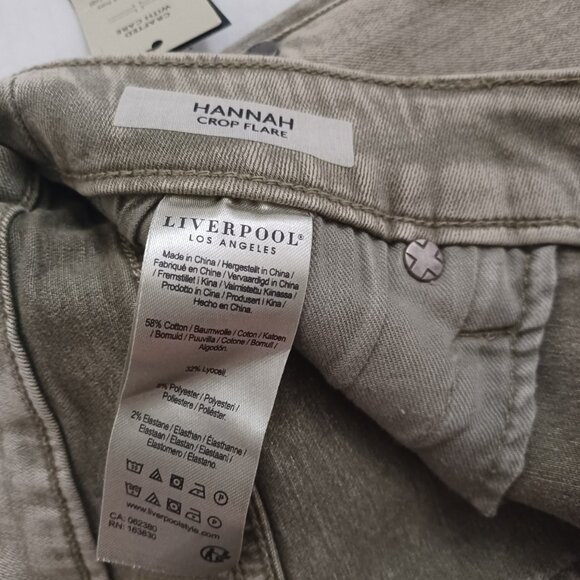 LIVERPOOL HANNAH CROP FLARE FRAY HEM MINERAL LAUREL OLIVE SIZE 4/27 - Picture 8 of 15